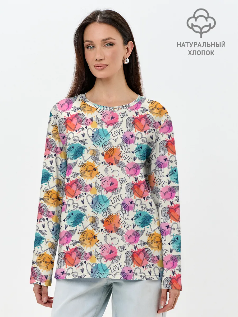 Лонгслив женский. Хлопок / Love