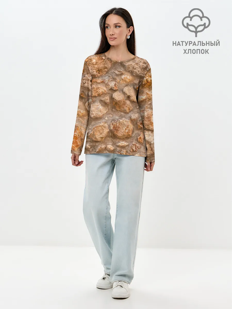 Лонгслив женский. Хлопок / Камни