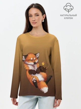 Лонгслив женский. Хлопок / Взрывной характер милого лиса