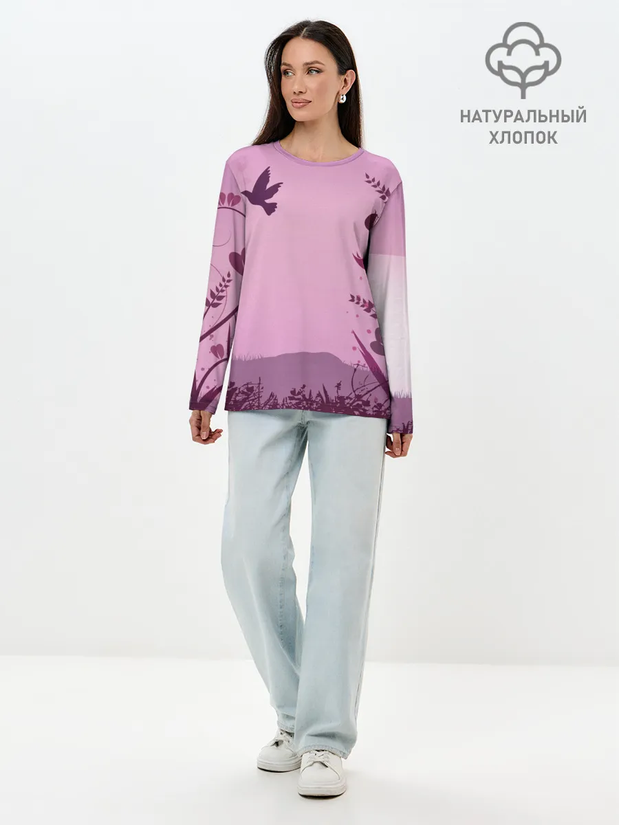Лонгслив женский. Хлопок / Природа