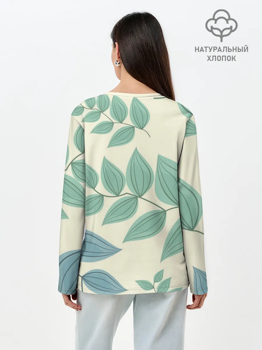 Лонгслив женский. Хлопок / Цветы