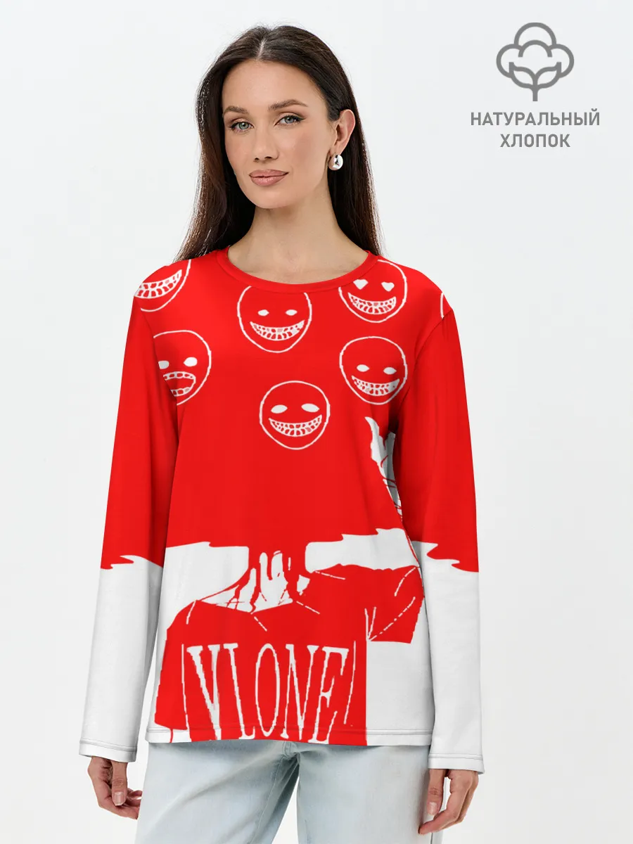 Лонгслив женский. Хлопок / многоголовый v love