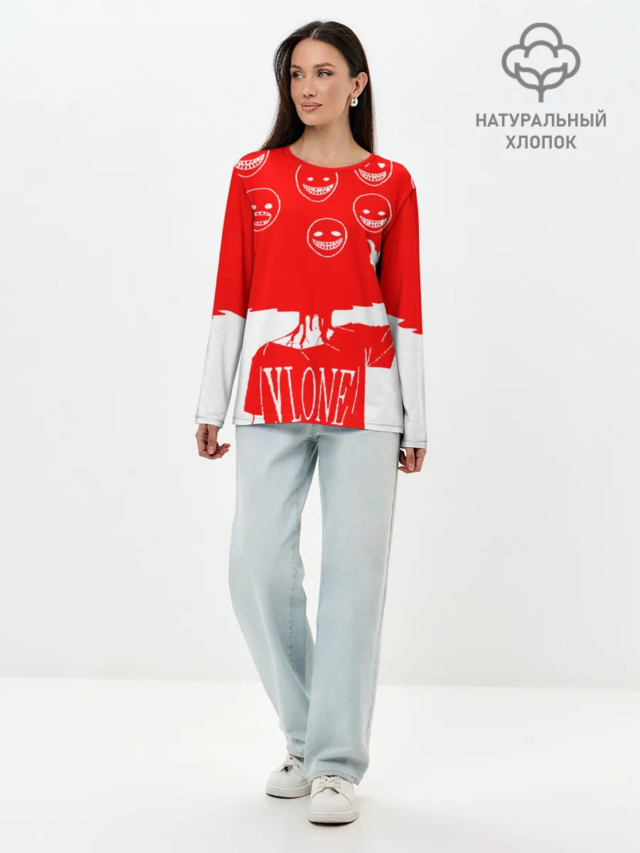 Лонгслив женский. Хлопок / многоголовый v love