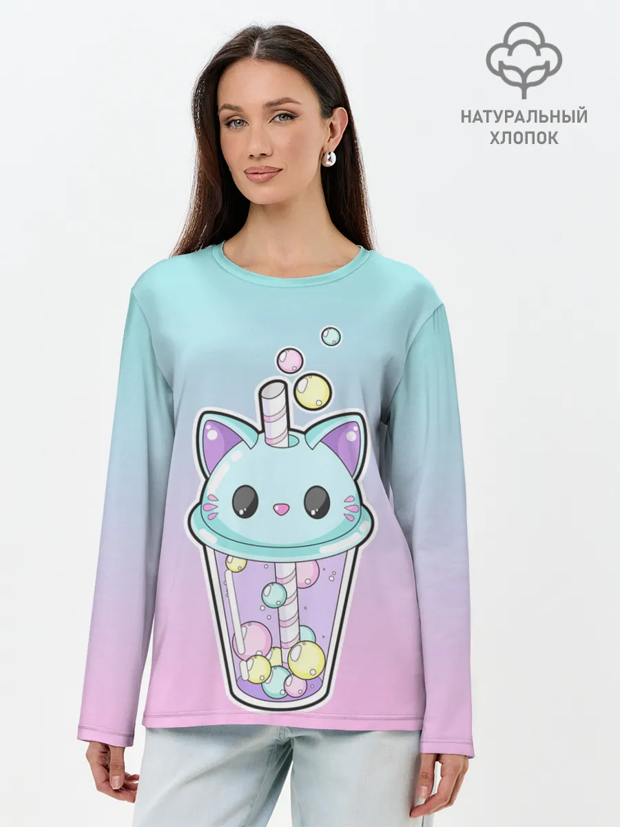 Лонгслив женский. Хлопок / пузырьковый коточай