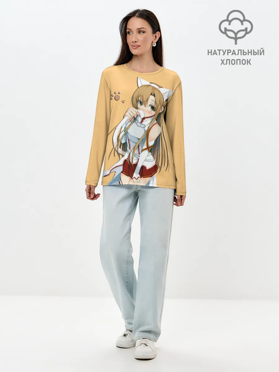 Лонгслив женский. Хлопок / неко Асуна