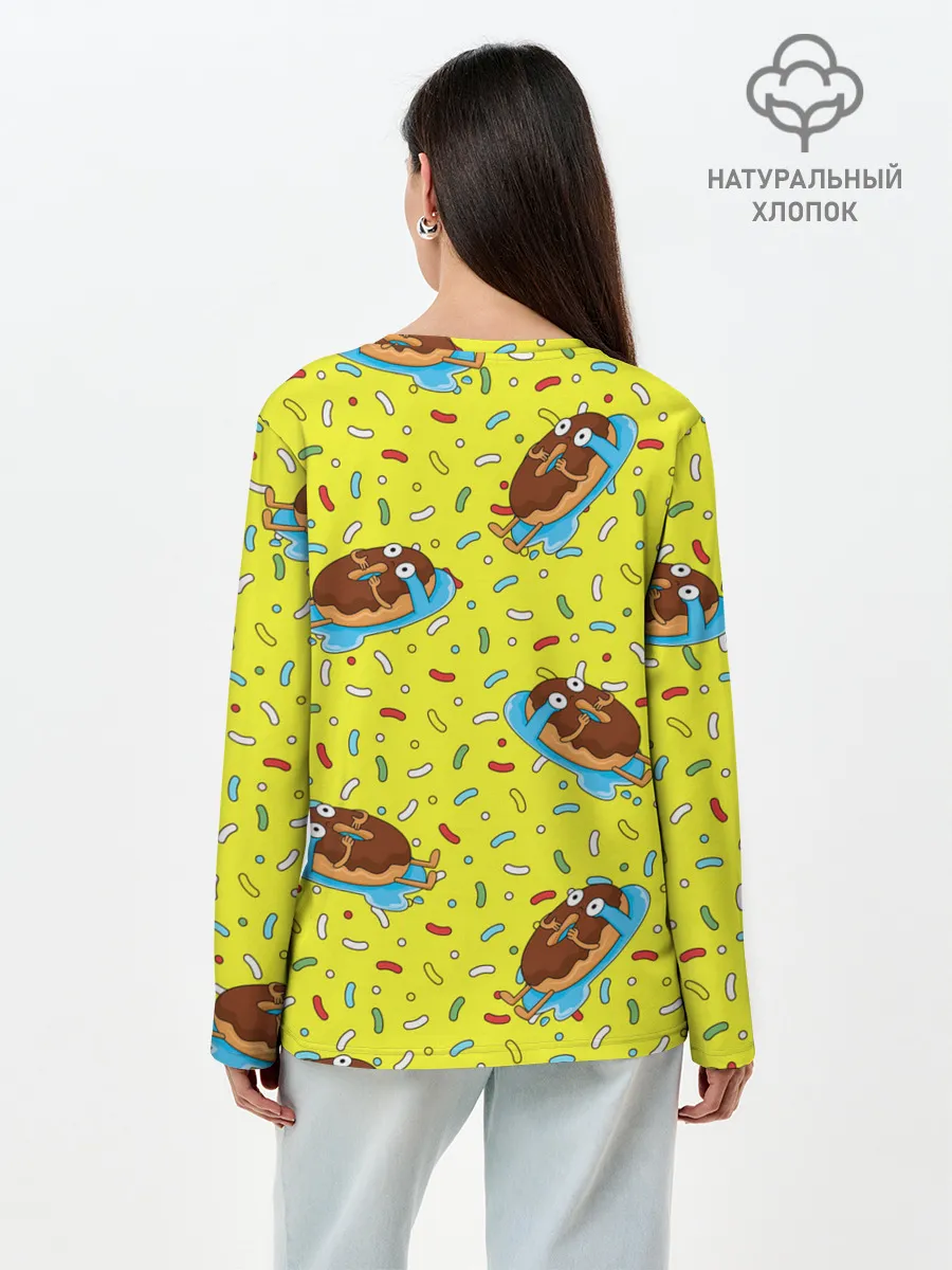 Лонгслив женский. Хлопок / Плачущий пончик
