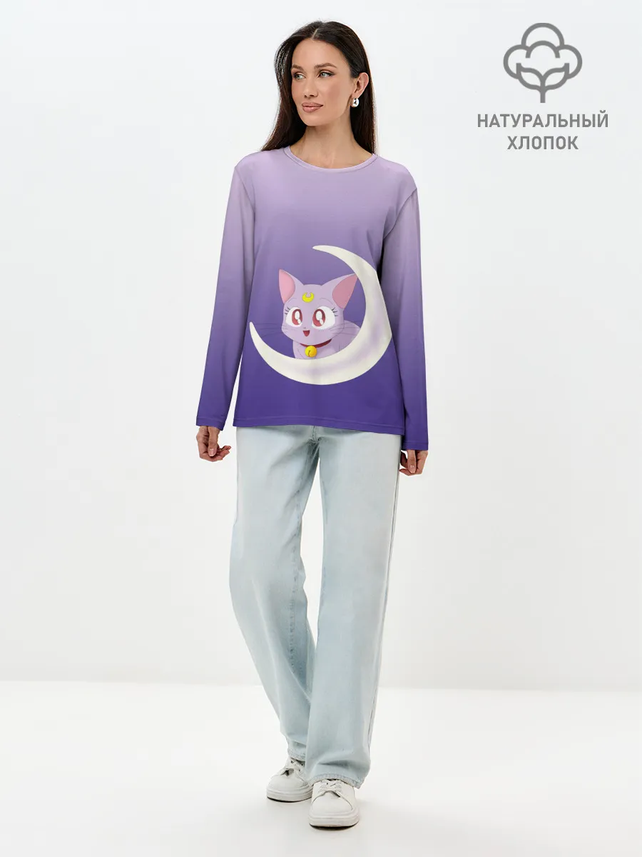 Лонгслив женский. Хлопок / кошка из сейлормун