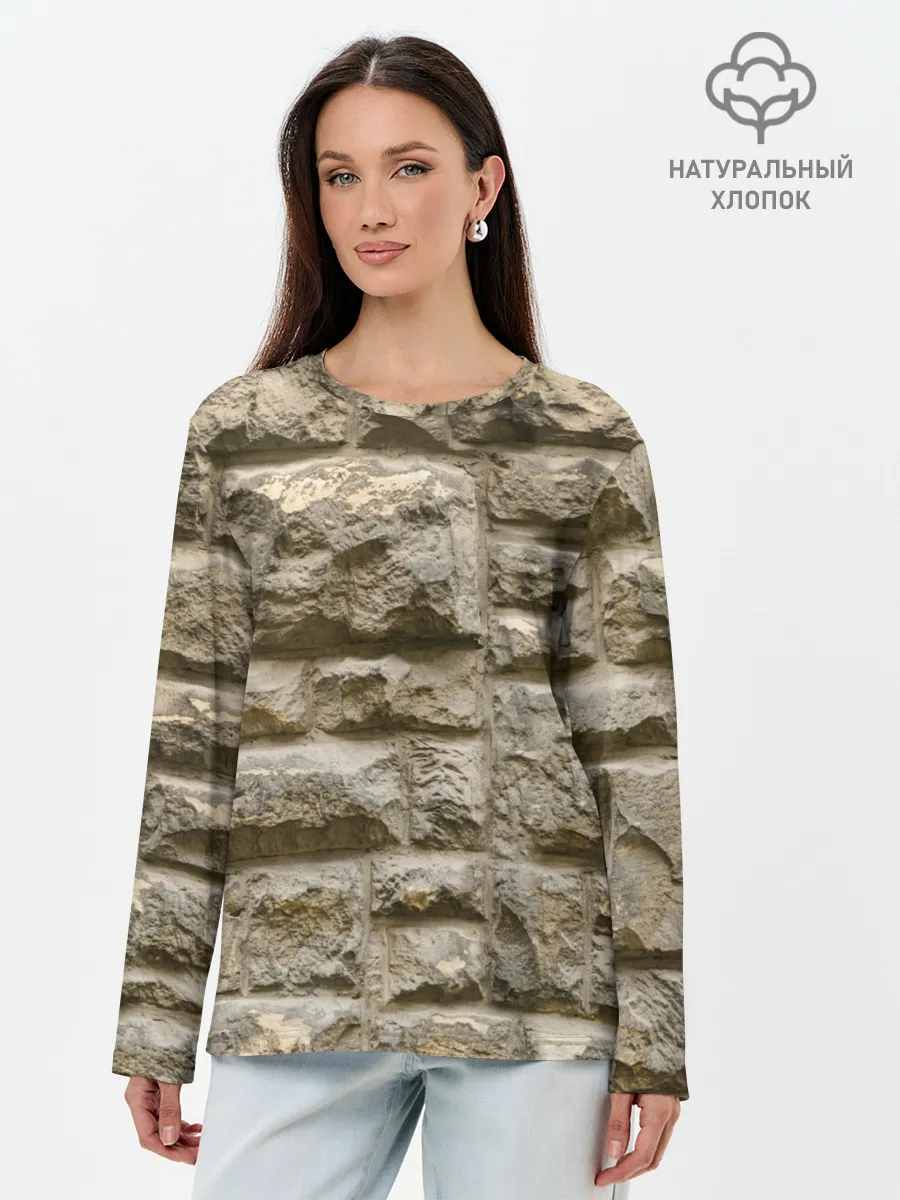 Лонгслив женский. Хлопок / Неровные блоки