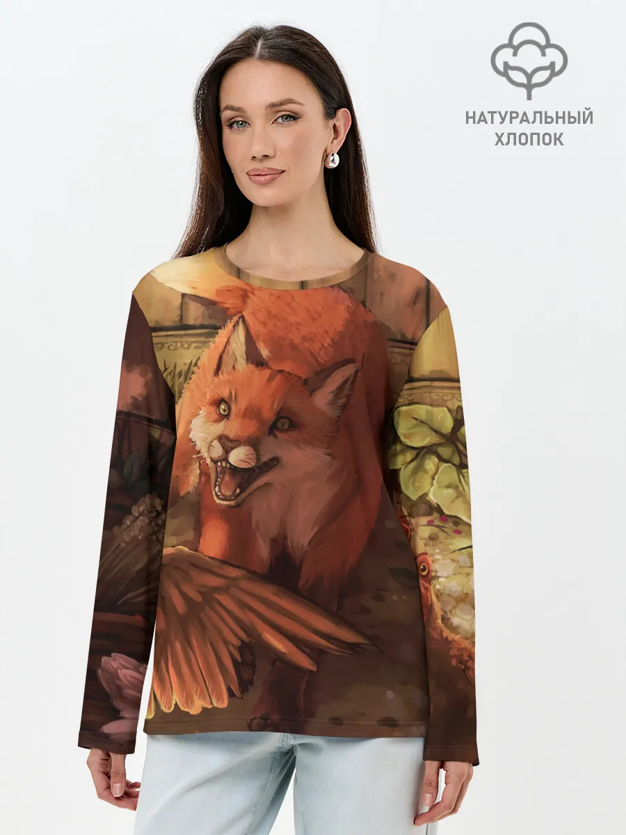 Лонгслив женский. Хлопок / Хищная лисица