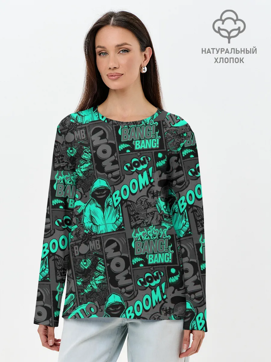 Лонгслив женский. Хлопок / Comics Style