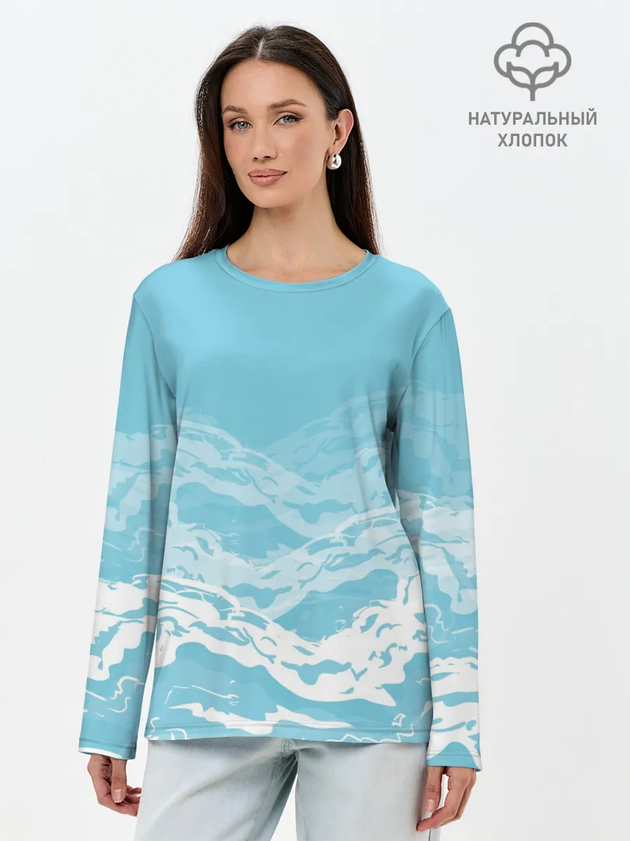 Лонгслив женский. Хлопок / Волны
