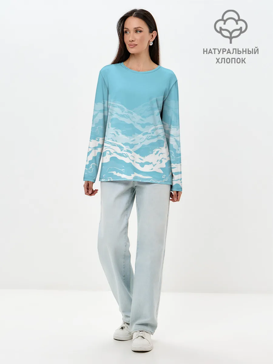 Лонгслив женский. Хлопок / Волны