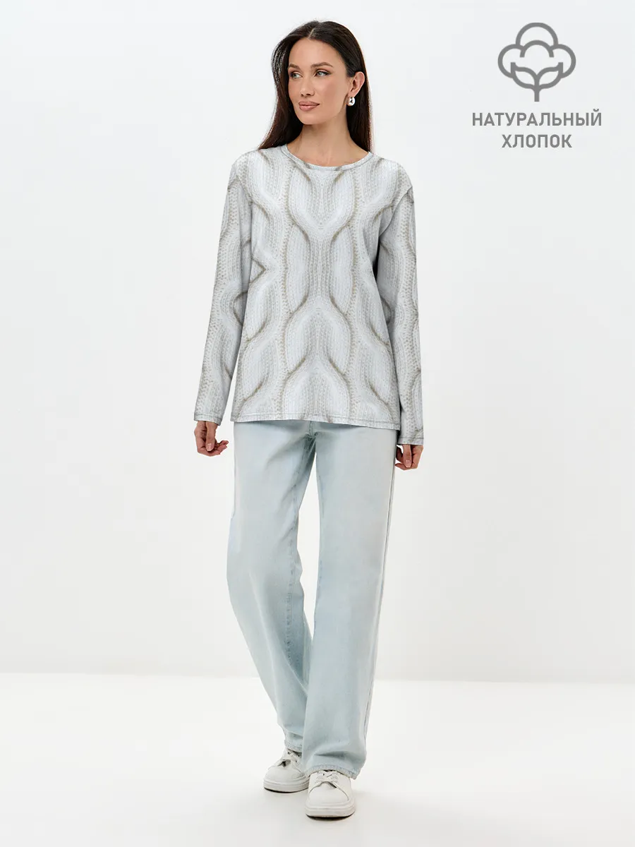 Лонгслив женский. Хлопок / Вязанка