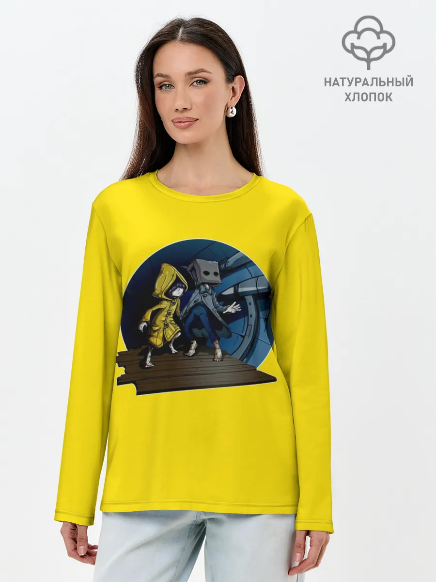 Лонгслив женский. Хлопок / Little nightmares 2 | Yelow