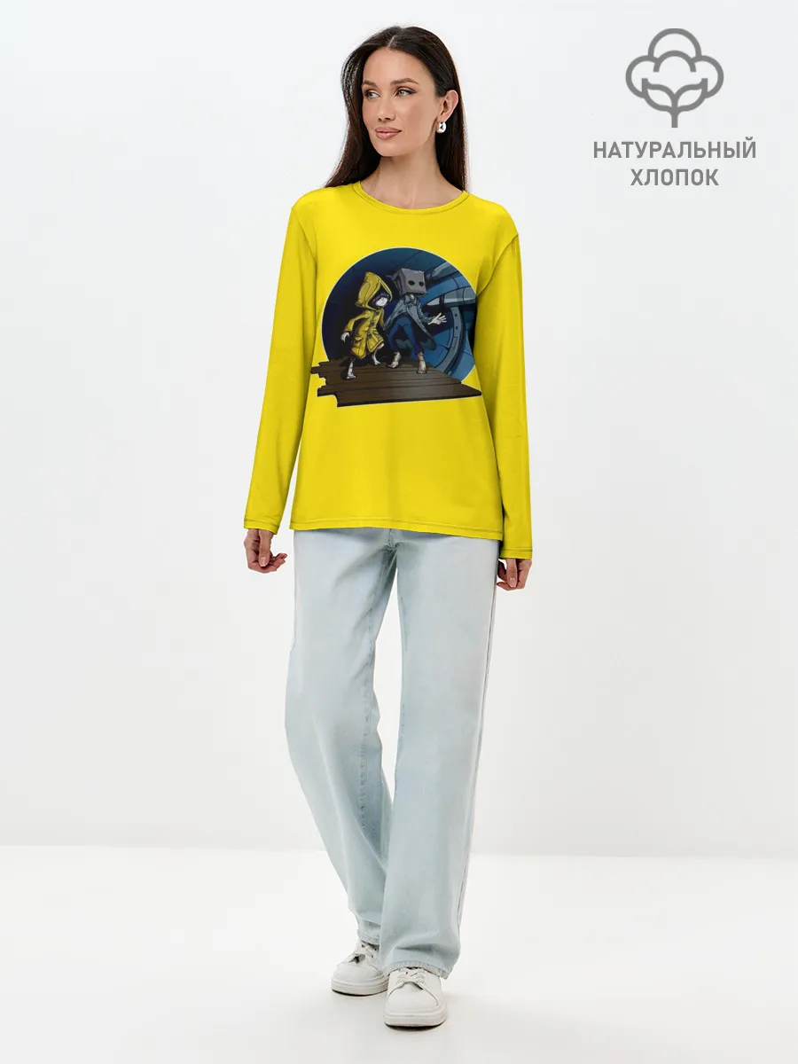 Лонгслив женский. Хлопок / Little nightmares 2 | Yelow