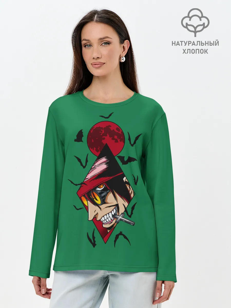 Лонгслив женский. Хлопок / Алукард в ромбе