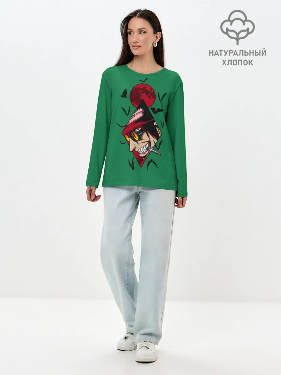 Лонгслив женский. Хлопок / Алукард в ромбе