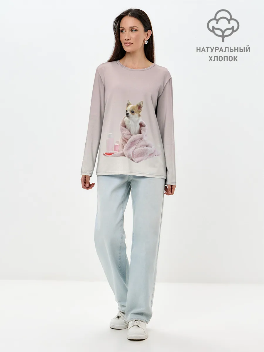Лонгслив женский. Хлопок / собачка полотенце процедуры