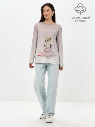 Лонгслив женский. Хлопок / собачка полотенце процедуры