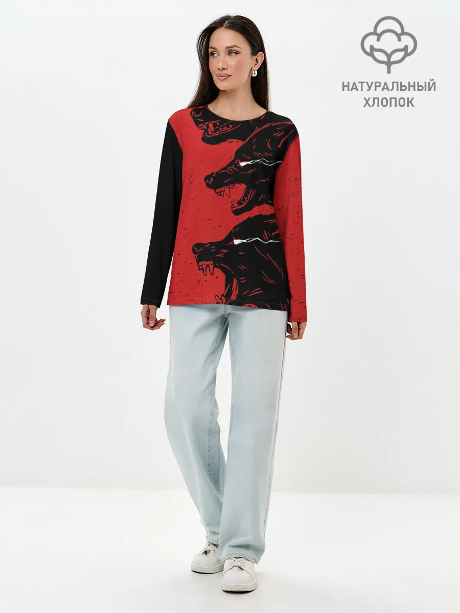 Лонгслив женский. Хлопок / Evil Wolves