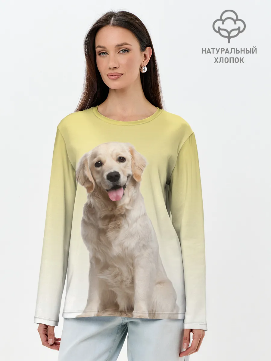 Лонгслив женский. Хлопок / Лабрадор ретривер пес