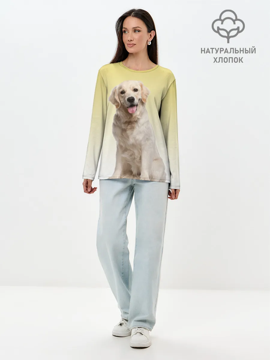 Лонгслив женский. Хлопок / Лабрадор ретривер пес