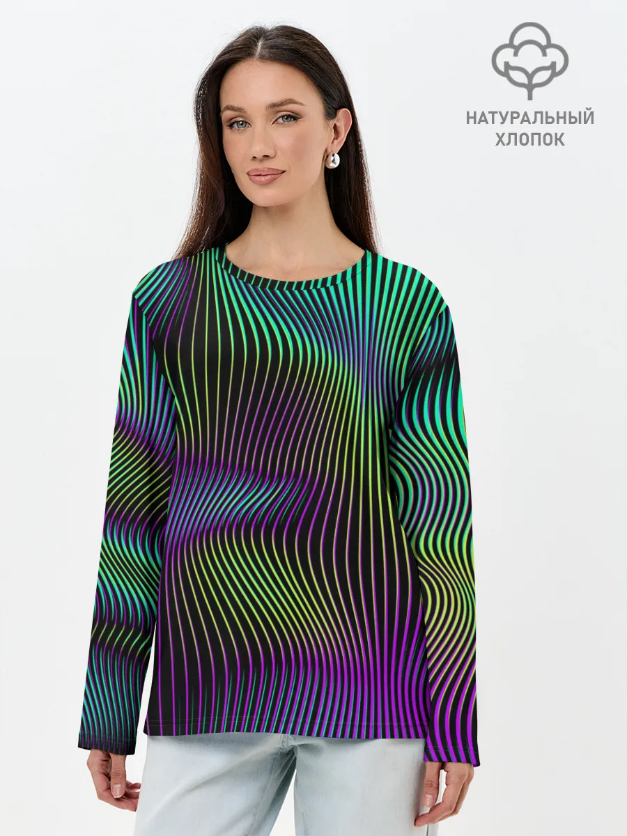 Лонгслив женский. Хлопок / Современная абстракция