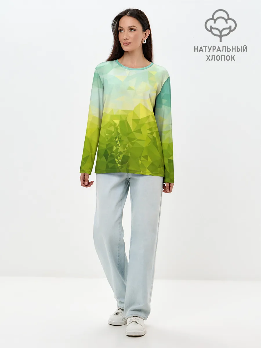 Лонгслив женский. Хлопок / Природная Абстракция