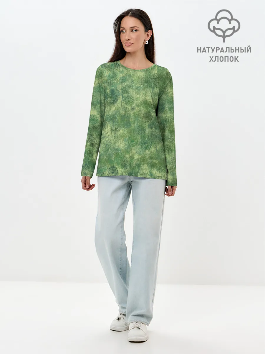 Лонгслив женский. Хлопок / Одуванчики