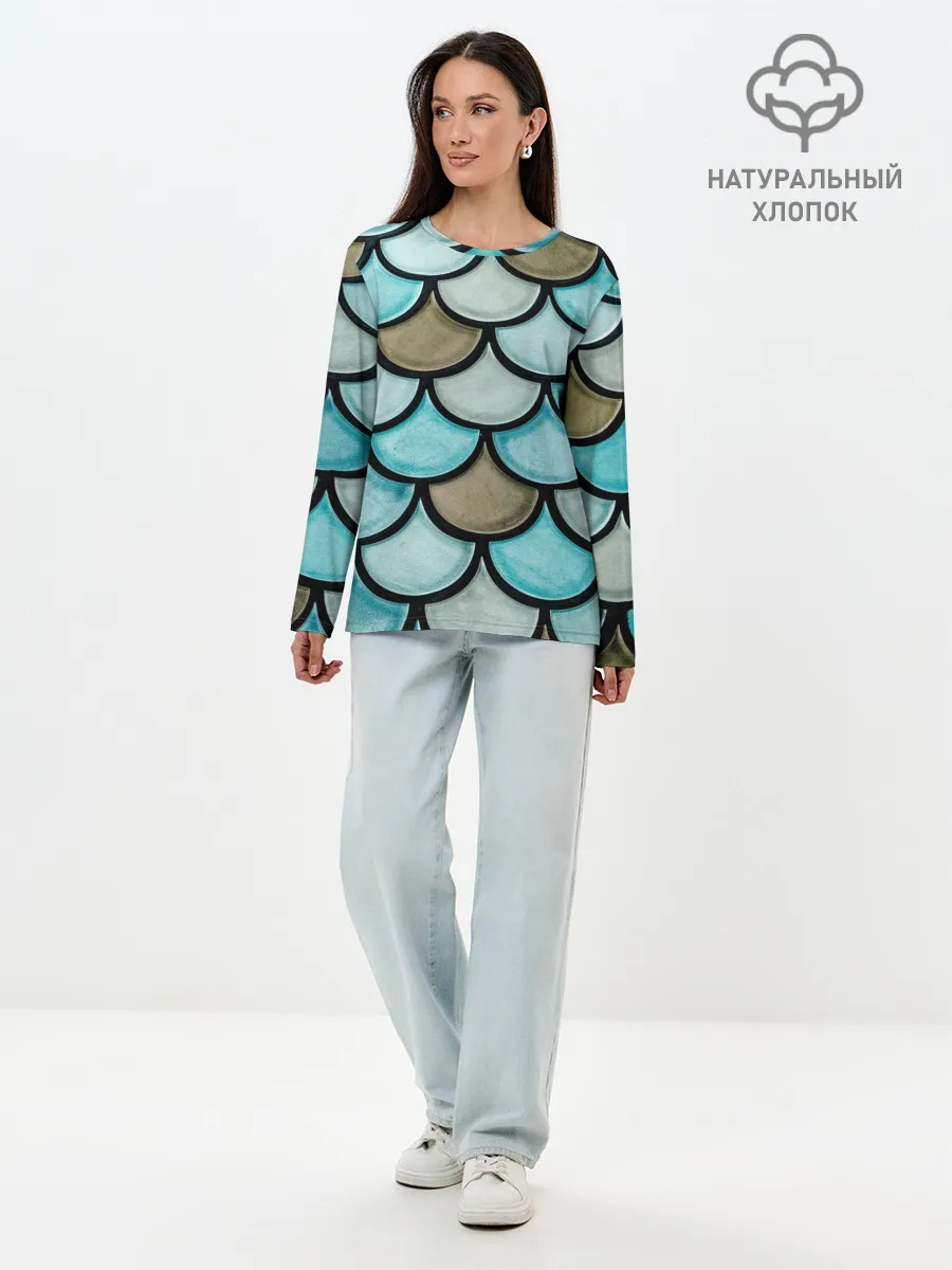 Лонгслив женский. Хлопок / Кожа дракона