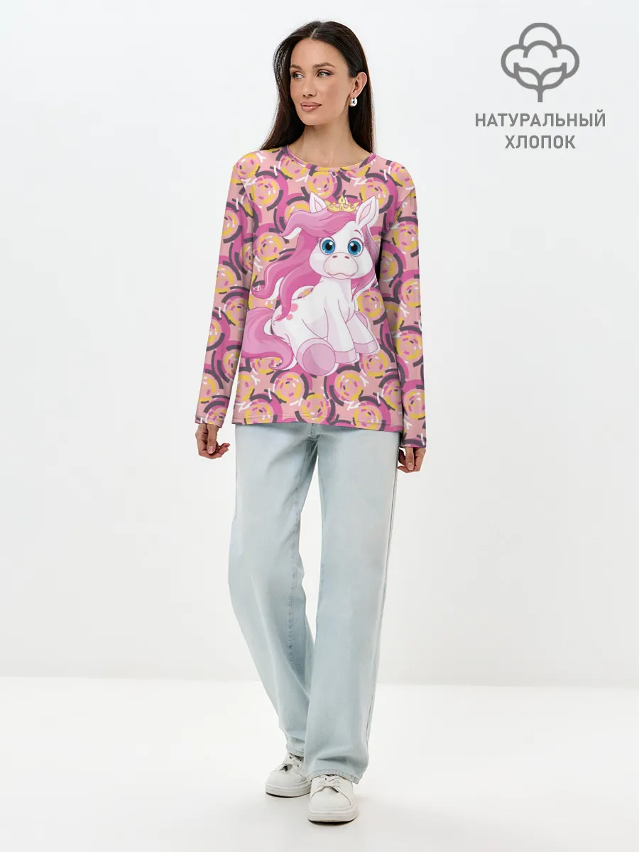 Лонгслив женский. Хлопок / Пони