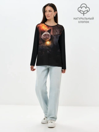Лонгслив женский. Хлопок / Волшебная лисица