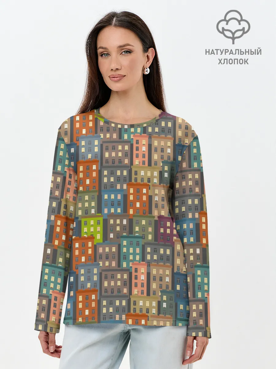 Лонгслив женский. Хлопок / Город