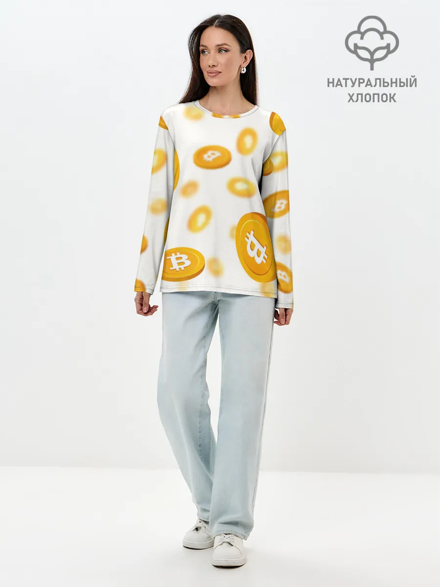 Лонгслив женский. Хлопок / BITCOIN КРИПТОВАЛЮТА | CRYPTOCURRENCIES