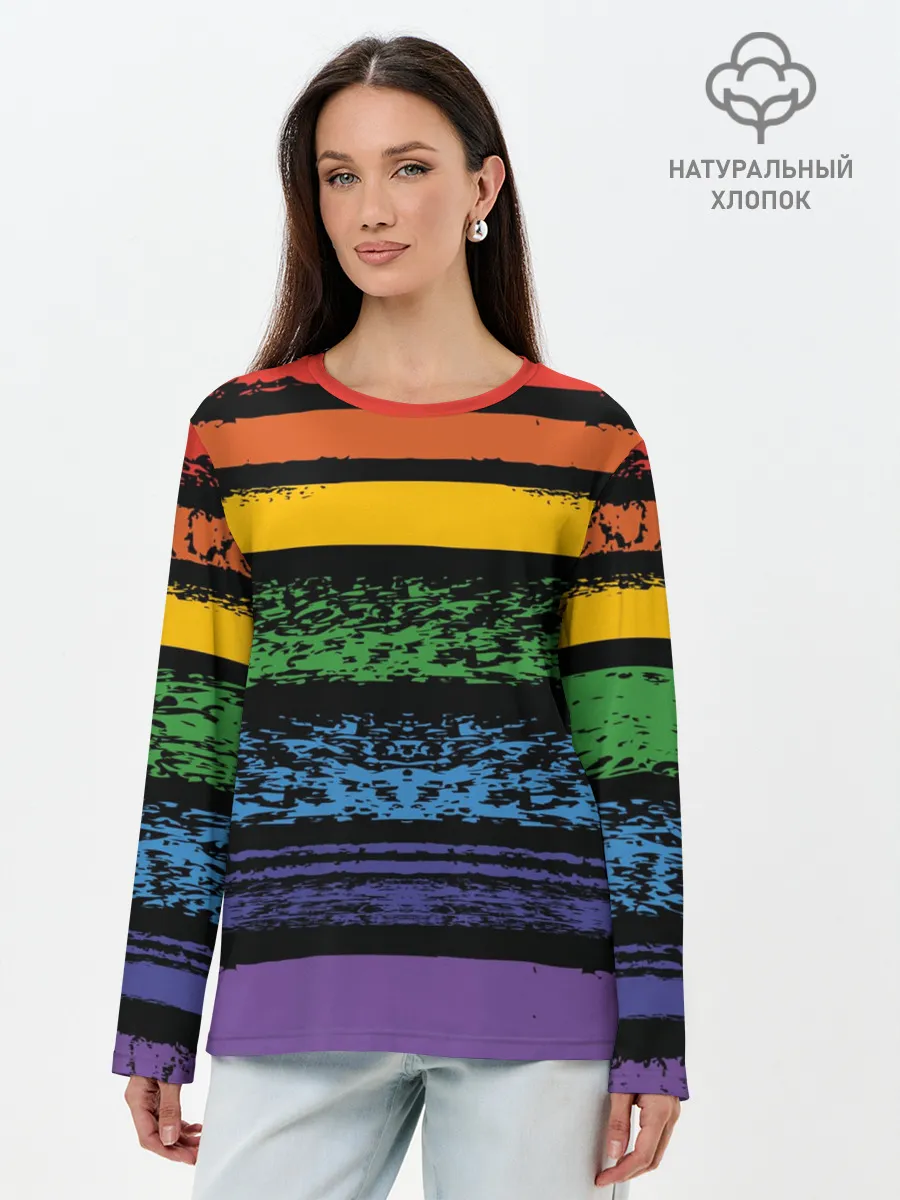 Лонгслив женский. Хлопок / Радуга
