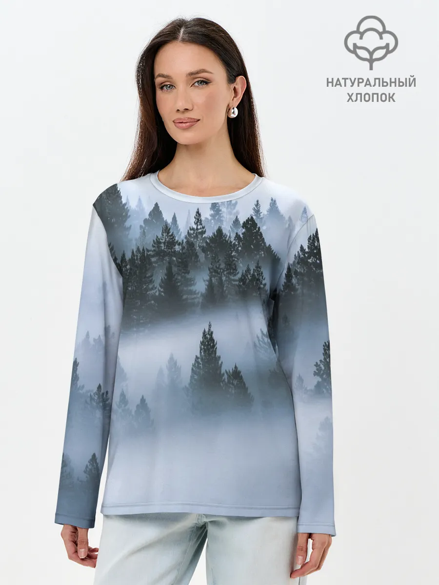Лонгслив женский. Хлопок / Сумеречный лес