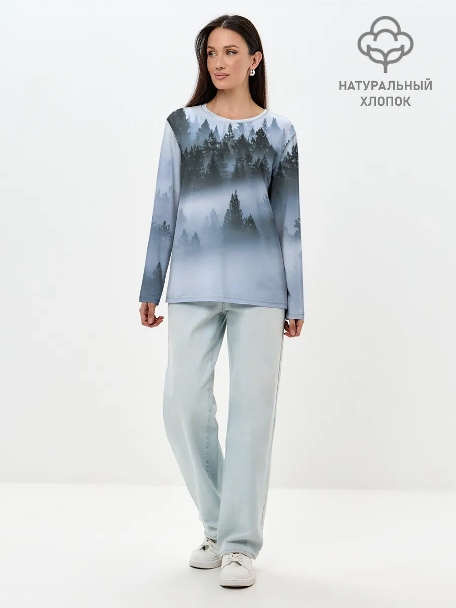 Лонгслив женский. Хлопок / Сумеречный лес
