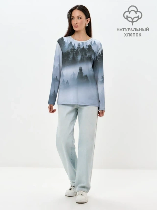 Лонгслив женский. Хлопок / Сумеречный лес