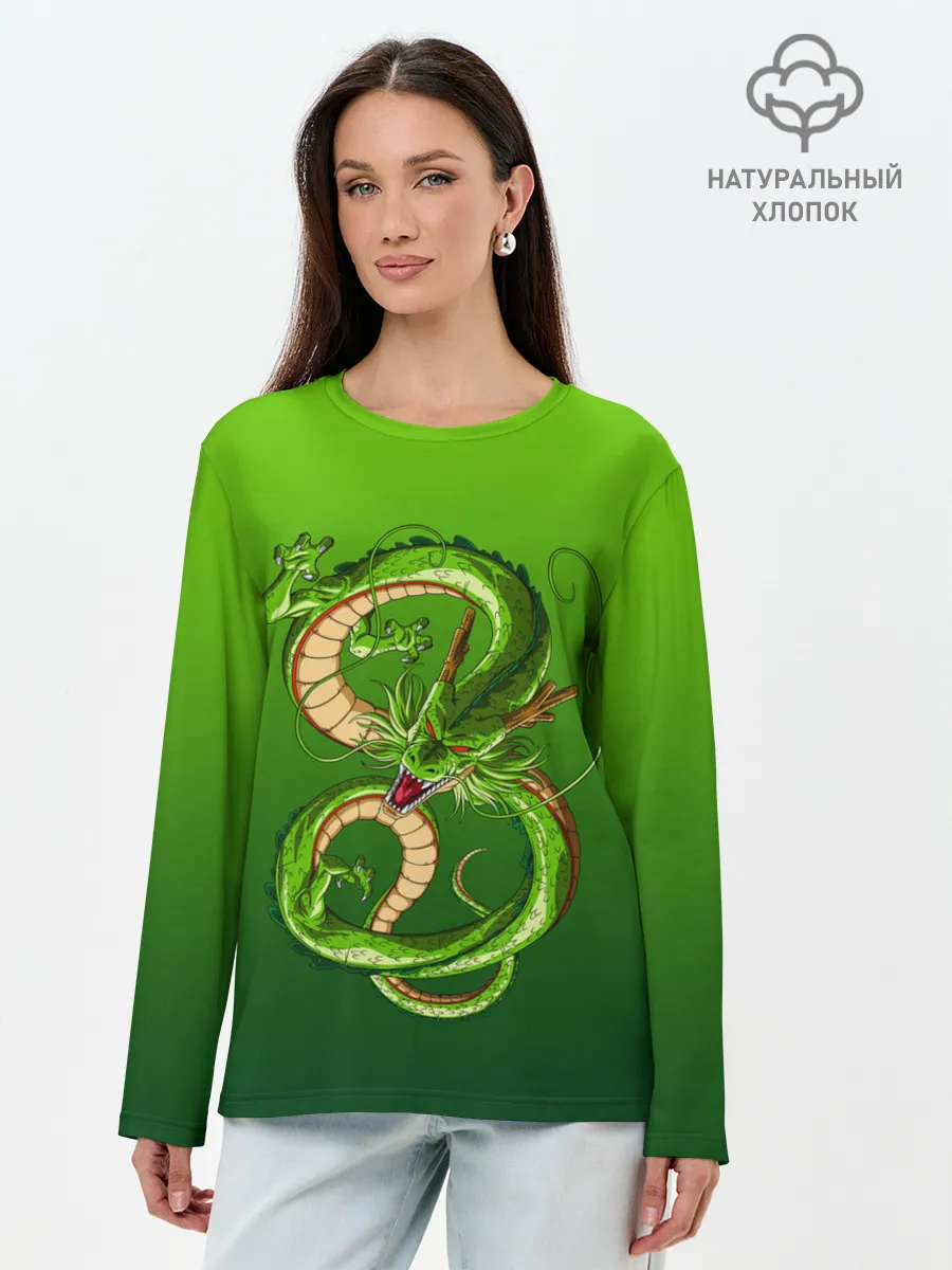Лонгслив женский. Хлопок / земляной анимешный дракон