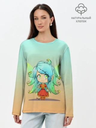 Лонгслив женский. Хлопок / малышка фея с крылышками