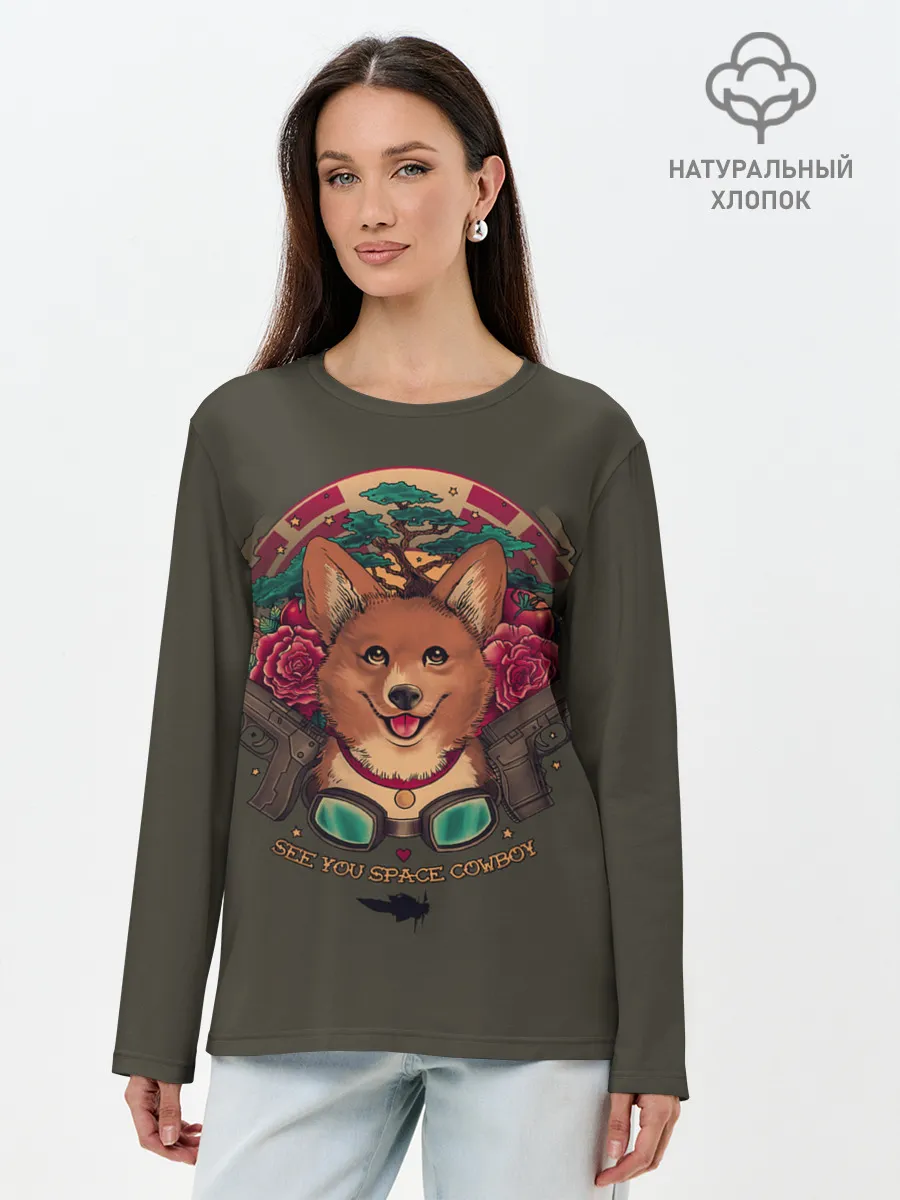 Лонгслив женский. Хлопок / Корги