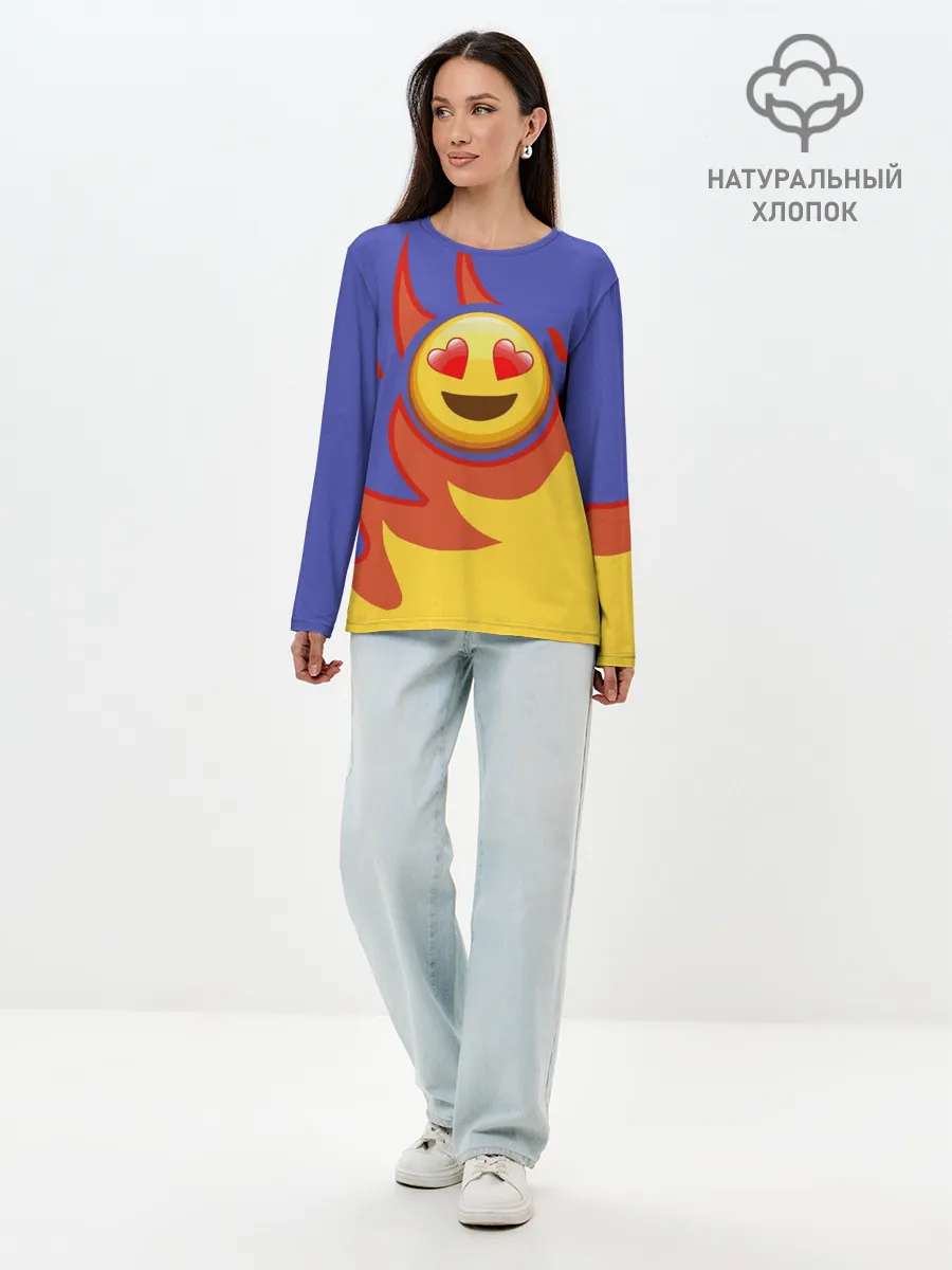 Лонгслив женский. Хлопок / Ты горишь как огонь v1