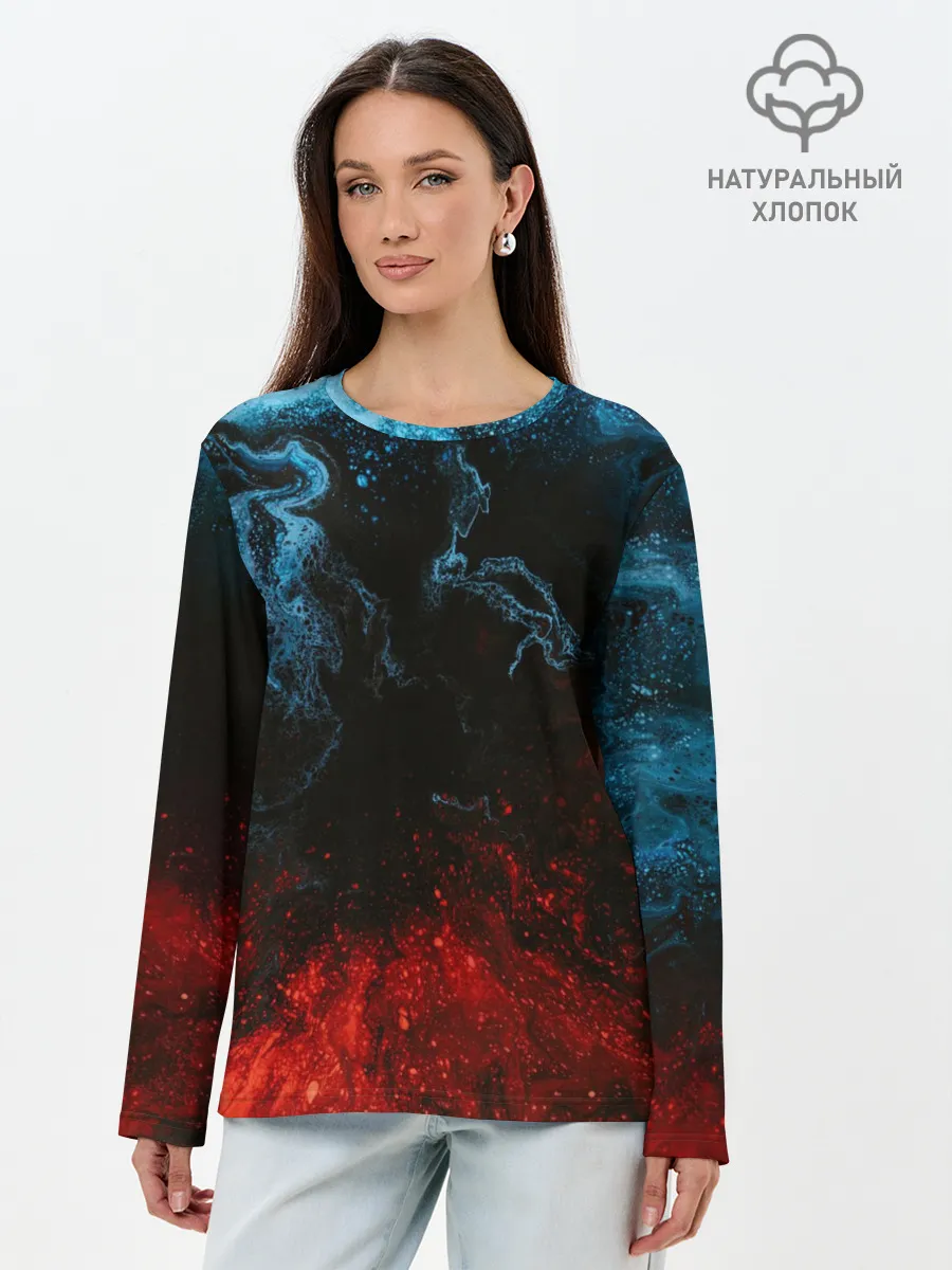 Лонгслив женский. Хлопок / Огонь И Вода