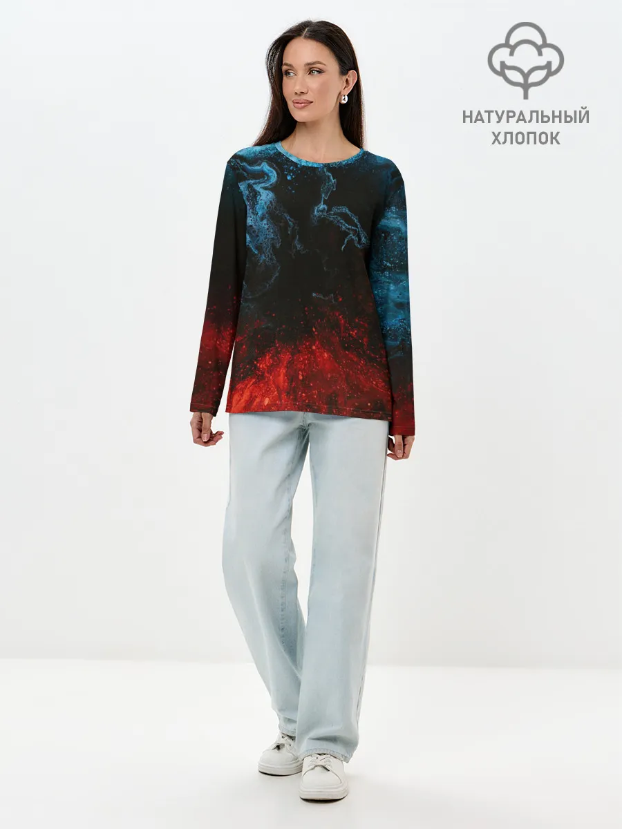 Лонгслив женский. Хлопок / Огонь И Вода