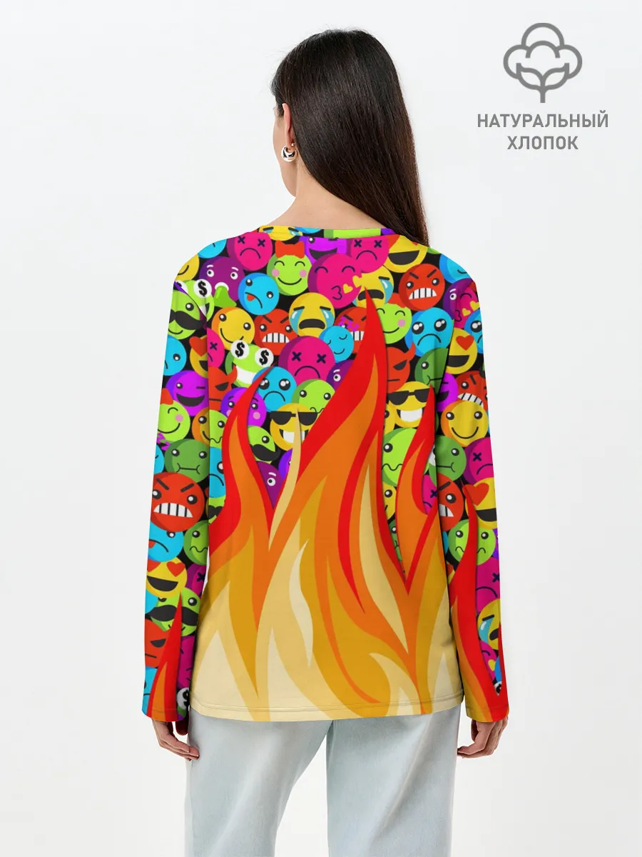 Лонгслив женский. Хлопок / SLAVA MARLOW - Смайлики