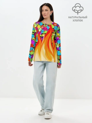 Лонгслив женский. Хлопок / SLAVA MARLOW - Смайлики