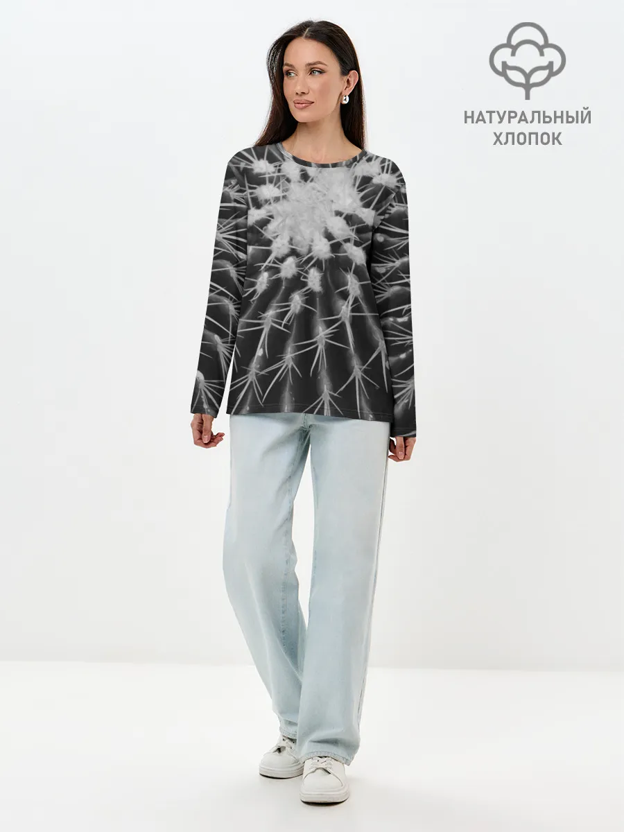 Лонгслив женский. Хлопок / Кактусовый