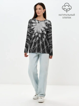 Лонгслив женский. Хлопок / Кактусовый