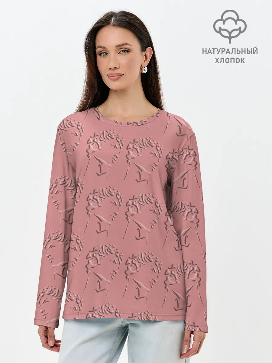 Лонгслив женский. Хлопок / Скульп монограмма полностью