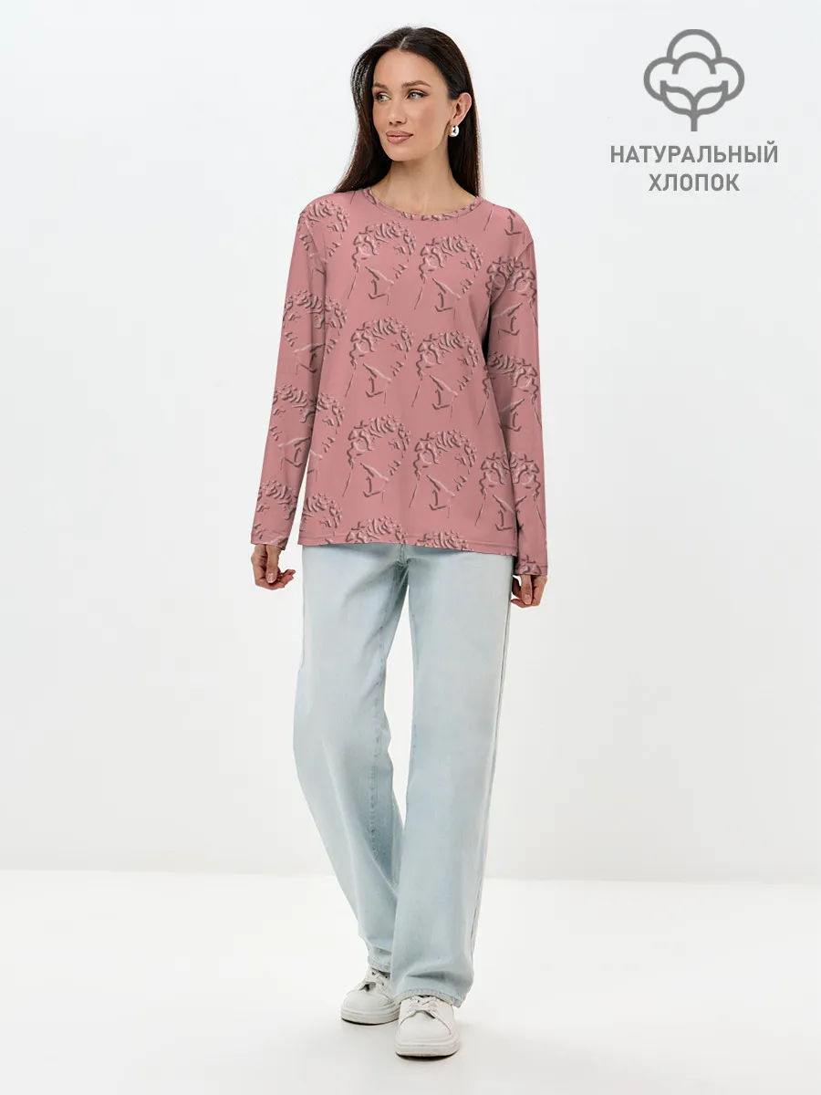 Лонгслив женский. Хлопок / Скульп монограмма полностью